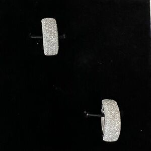 New Effy 14k White Gold .875 Carat Diamond Pave Huggies Earrings